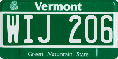 VT license plate WIJ206