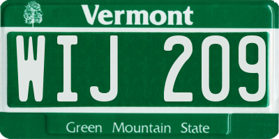 VT license plate WIJ209