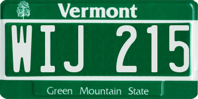 VT license plate WIJ215