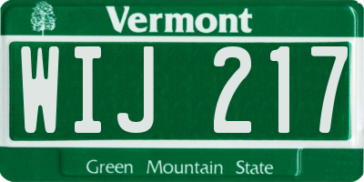 VT license plate WIJ217