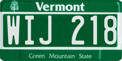 VT license plate WIJ218