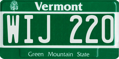 VT license plate WIJ220