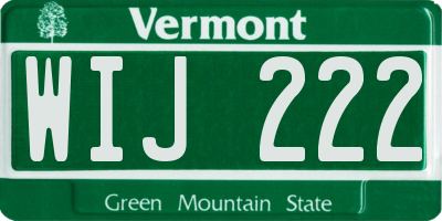 VT license plate WIJ222
