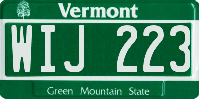 VT license plate WIJ223