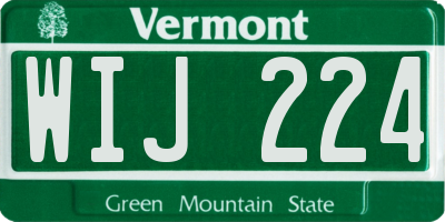VT license plate WIJ224