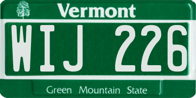 VT license plate WIJ226