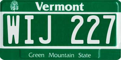 VT license plate WIJ227