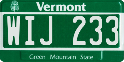 VT license plate WIJ233