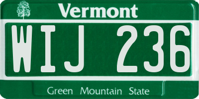 VT license plate WIJ236