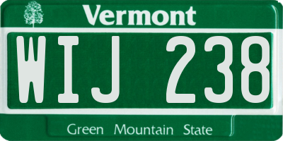 VT license plate WIJ238