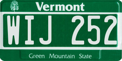 VT license plate WIJ252