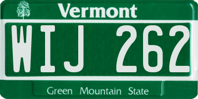 VT license plate WIJ262