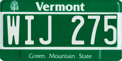 VT license plate WIJ275