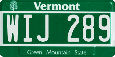 VT license plate WIJ289