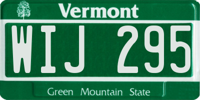 VT license plate WIJ295