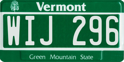 VT license plate WIJ296