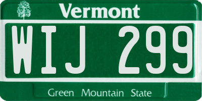VT license plate WIJ299