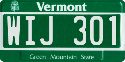 VT license plate WIJ301