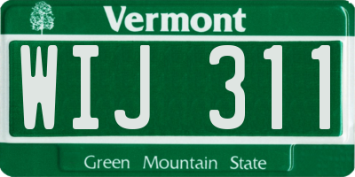 VT license plate WIJ311