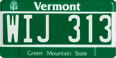 VT license plate WIJ313