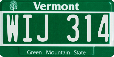 VT license plate WIJ314