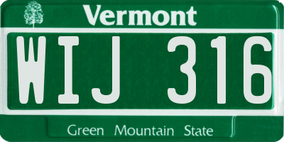 VT license plate WIJ316