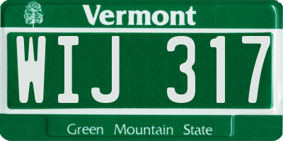 VT license plate WIJ317
