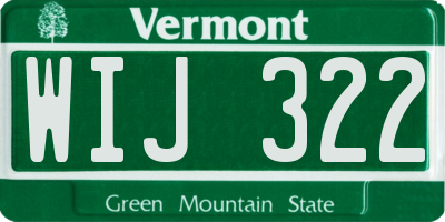 VT license plate WIJ322