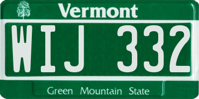 VT license plate WIJ332