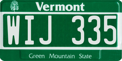 VT license plate WIJ335