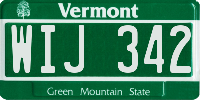 VT license plate WIJ342