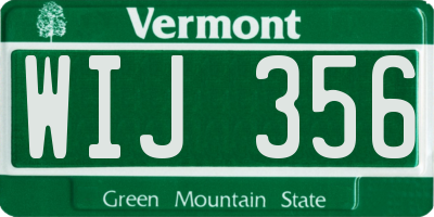 VT license plate WIJ356