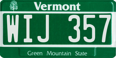 VT license plate WIJ357