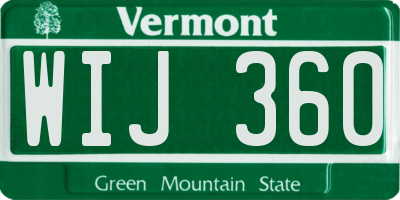 VT license plate WIJ360
