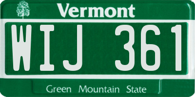 VT license plate WIJ361