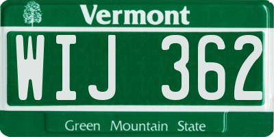 VT license plate WIJ362