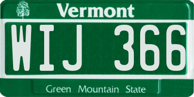 VT license plate WIJ366