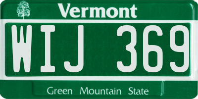 VT license plate WIJ369