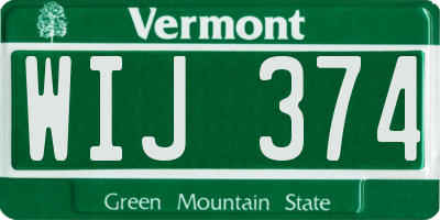 VT license plate WIJ374