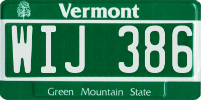 VT license plate WIJ386