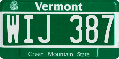 VT license plate WIJ387