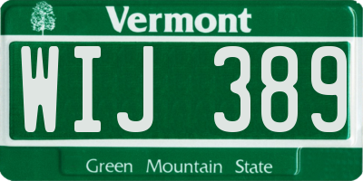 VT license plate WIJ389