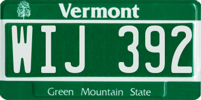 VT license plate WIJ392