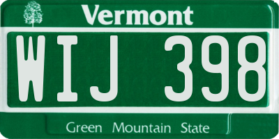 VT license plate WIJ398