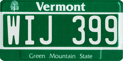 VT license plate WIJ399