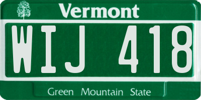 VT license plate WIJ418