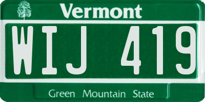 VT license plate WIJ419