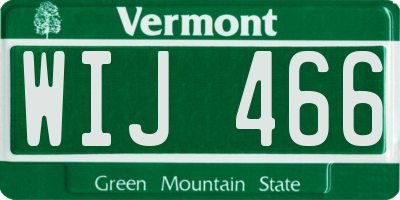 VT license plate WIJ466
