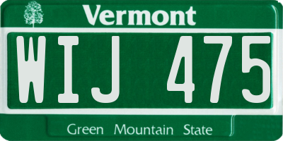 VT license plate WIJ475