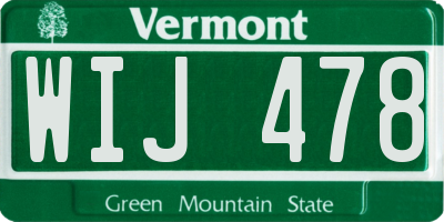 VT license plate WIJ478